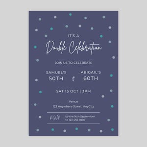 Joint Birthday Party Invitation, Adult, Editable any age, Double Birthday Party, Double Celebration Invitation, Sibling, Dual Combined