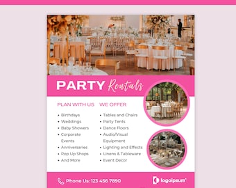 Party Rentals Flyer for Social Media Instagram, Party Equipment, Event ...