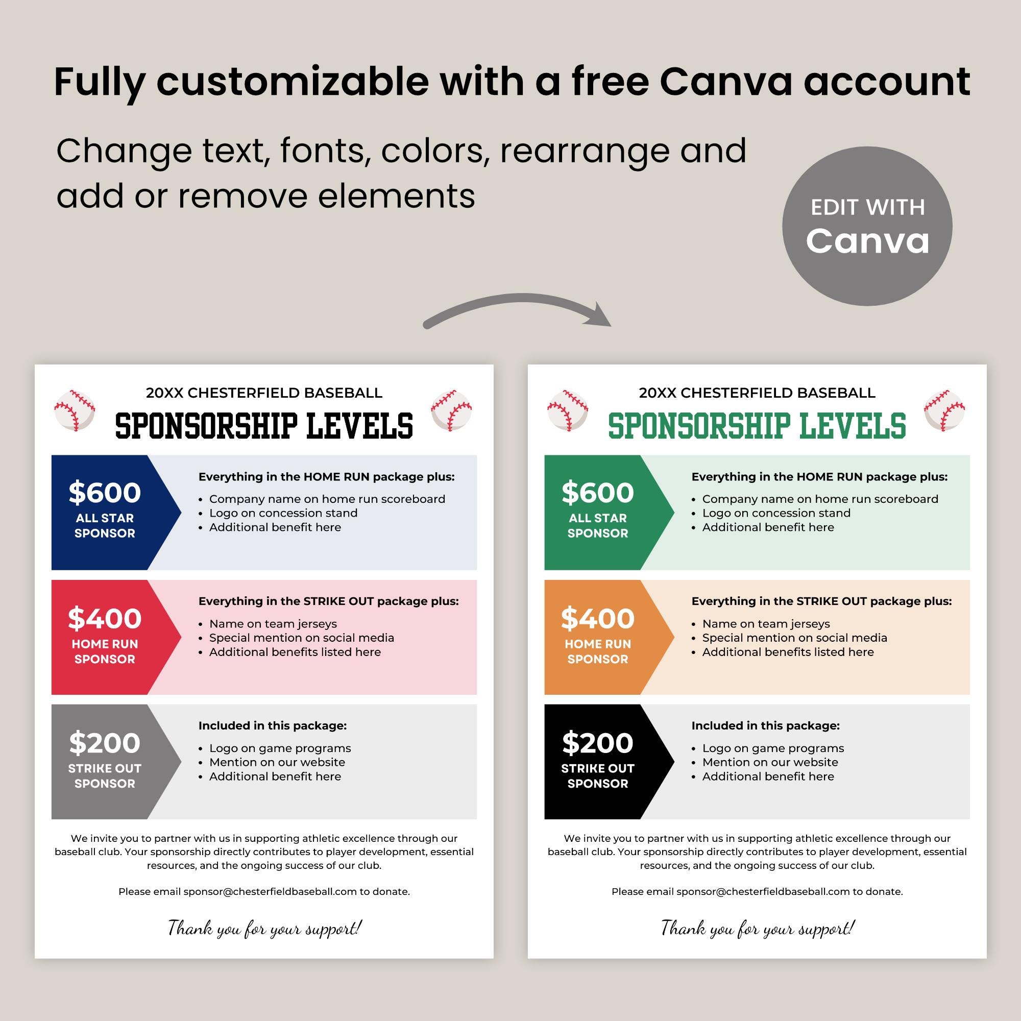 Mastercard Level Baseball Sponsorship Levels Template: Sponsor Tier Flyer (canva) - Etsy