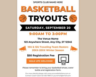 Flyer try-outs basketbalteam