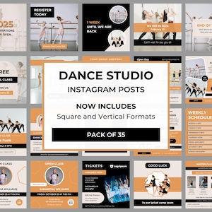 Dance Studio Instagram Posts Social Media Templates for Dance Studio Owners, Dance Academy, Dance School, Hip Hop, Editable Canva