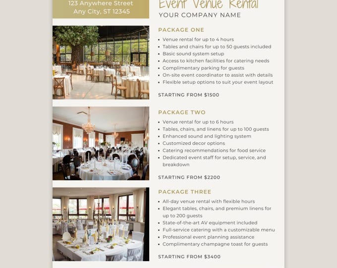 Event Venue Rental Packages Price List, Wedding Venue Price List, Event ...