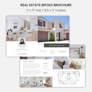 Brochure immobiliare pieghevole 4 pagine, brochure piegata, modello di brochure immobiliare, brochure di nuova quotazione, piegata a metà, Canva