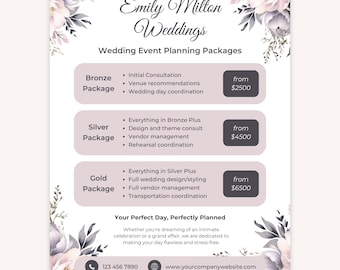 Wedding Planner Price List Flyer (Canva Template)