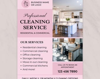 Cleaning Services Flyer, House Cleaning, Office Cleaning, Housekeeping, Cleaning Service Business, Editable Canva Template