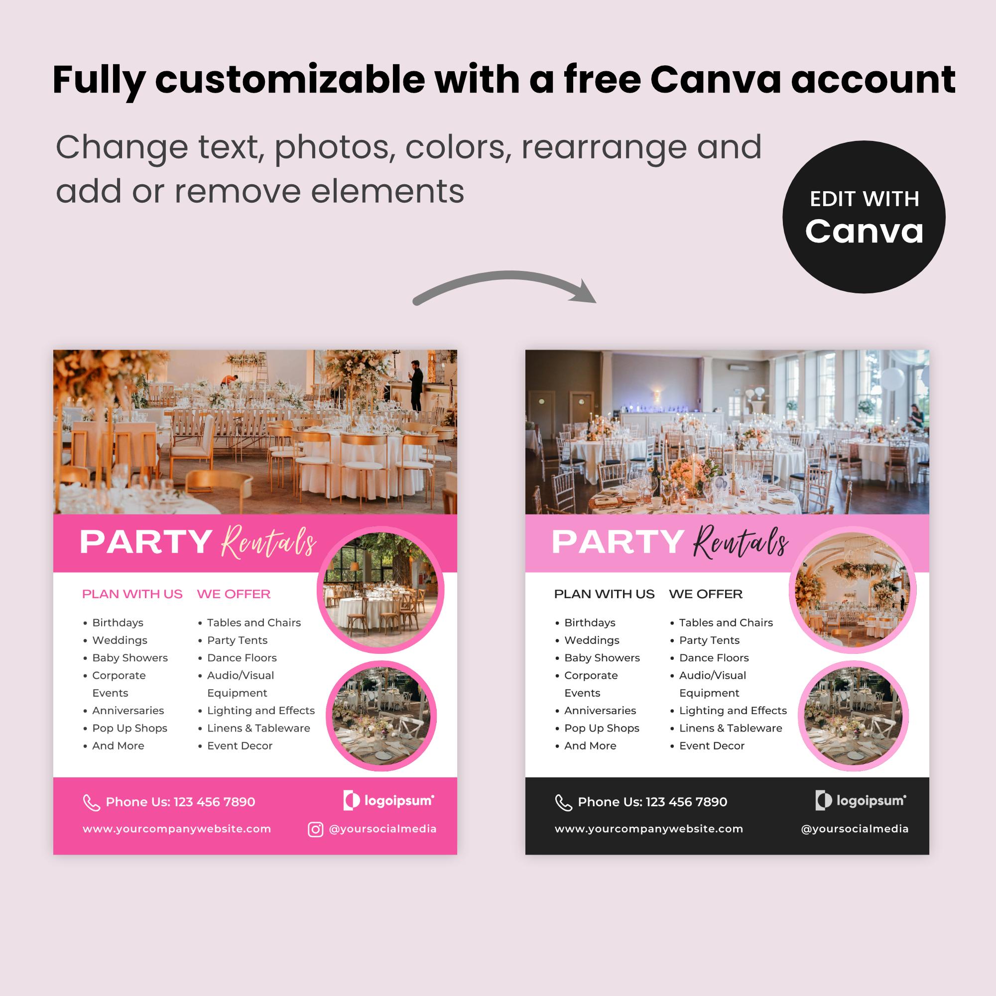 Party Rentals Flyer for Social Media Instagram, Party Equipment, Event ...