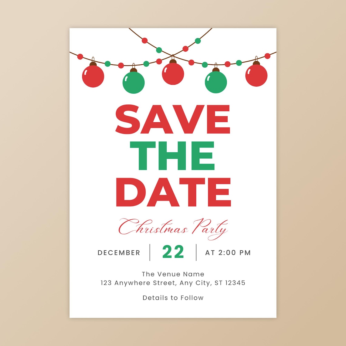 Christmas Party Save the Date Invitation (canva Template) Etsy