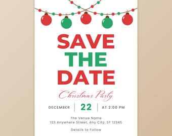 Save the Date-uitnodiging kerstfeest (canvasjabloon)