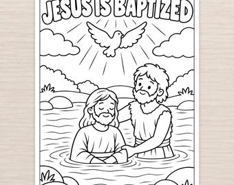 Kleurplaat van de doop van Jezus (printbaar)