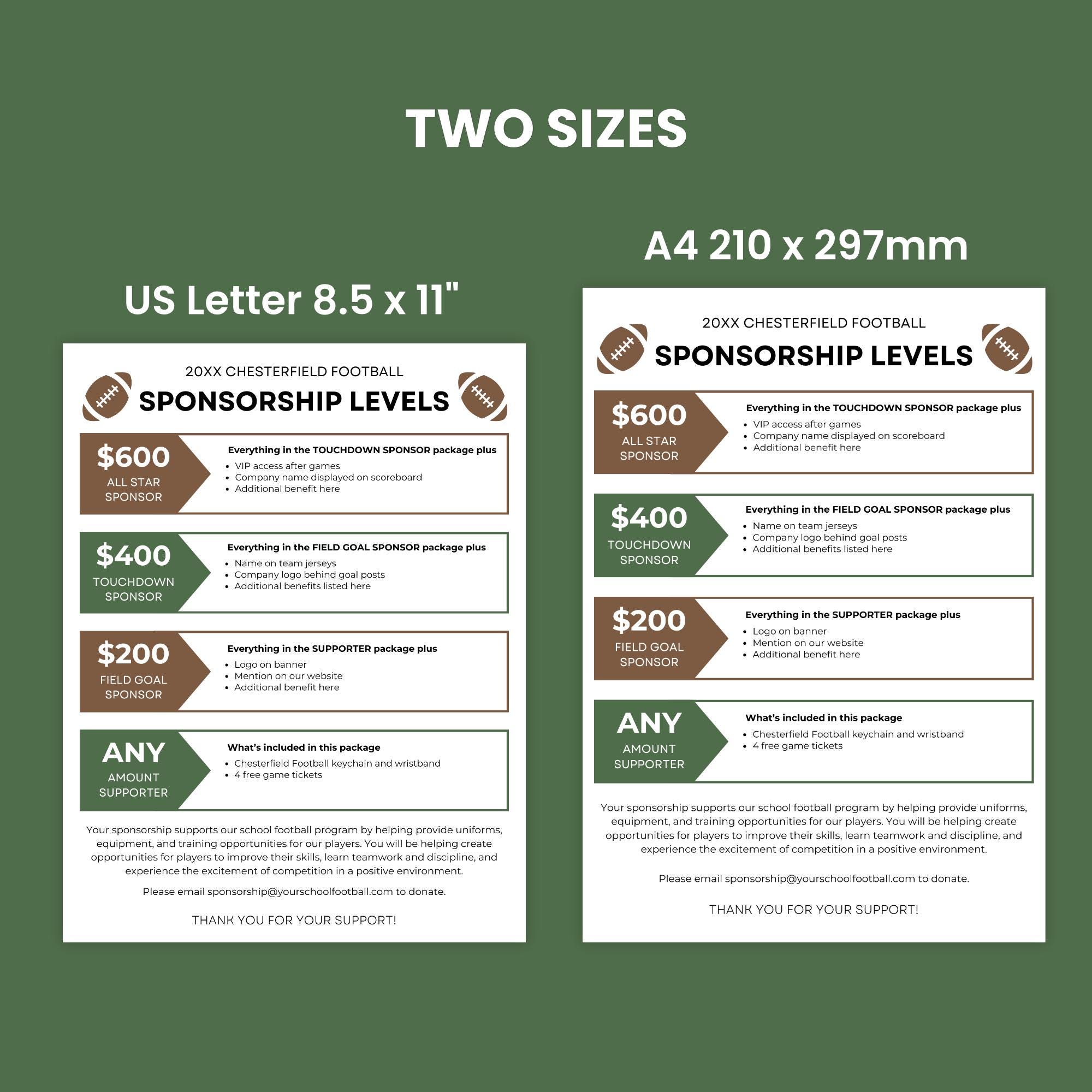 Mastercard Level Football Sponsorship Levels Template Flyer (canva Template) - Etsy