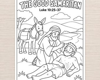De Goede Samaritaan Kleurplaat, Lucas 10:25-37 (Printbaar)