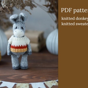 Gestrickte Esel DIY. Amigurumi-Anleitung in Englisch und Russisch.