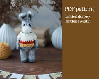 Knitted donkey DIY. Amigurumi pattern in English and Russian.