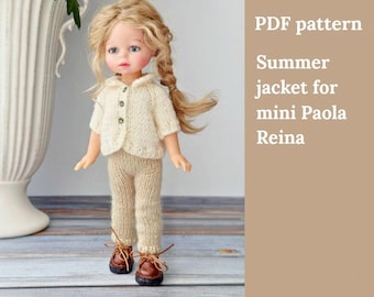 Sommerjacke für Mini-Puppe Paola Strickanleitung. Englisch und Russisch PDF.