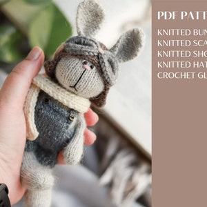 Knitted rabbit aviator pattern. Amigurumu bunny tutorial.