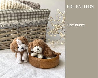 Tiny puppy knitting pattern. English and Russian.