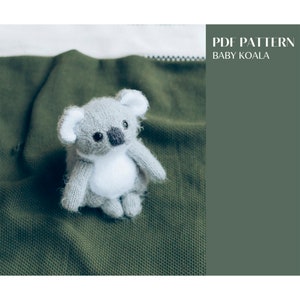 Baby Koala knitting pattern. Australian bear DIY knitting tutorial. English PDF.