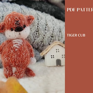 Tiger cub knitting pattern. English and Russian PDF.