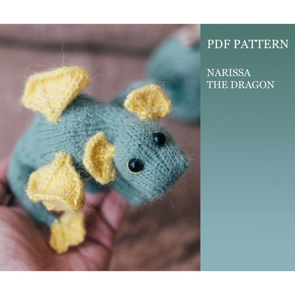 Narissa the dragon knitting pattern. Knitted amigurumi Dragon step by step tutorial. DIY New Year knitted gift. English and Russian PDF.