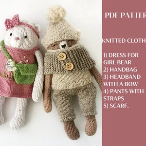 Clothes for bear Tim knitting pattern. English and Russian PDF.
