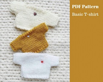 Basic T-shirt knitting pattern. English and Russian PDF.