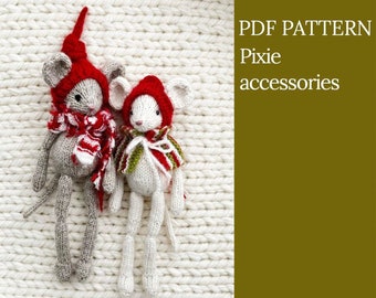 Pixie accessories: 2 hats, scarf, cape. Knitting pattern. English and Russian PDF.