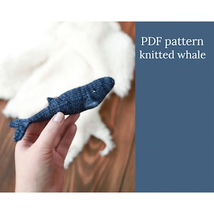 Knitted blue whale. Detailed pattern in English and Russian. Amigurumi