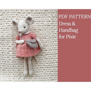 Dress & handbag for Pixie. Knitting pattern. English and Russian PDF.