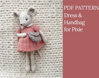 Dress & handbag for Pixie. Knitting pattern. English and Russian PDF.