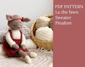 Lu the fawn knitting pattern. Cute deer pattern. English and Russian PDF.