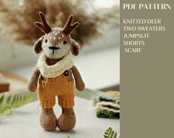 Knitting deer pattern. Tutorial knitted animals. Amigurumi DIY.