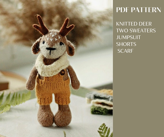 Knitting Deer Pattern. Tutorial Knitted Animals. Amigurumi DIY. 