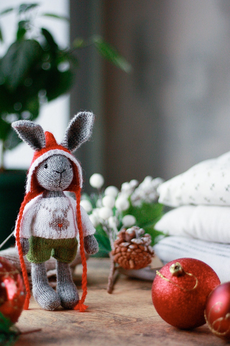 Christmas knitted bunny pattern. Knitting amigurumi. PDF tutorial image 2