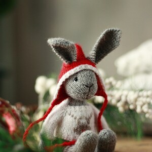 Christmas knitted bunny pattern. Knitting amigurumi. PDF tutorial image 5