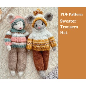 Strickanleitung für Pullover, Tousers und Mütze. Englisch und Russisch PDF.