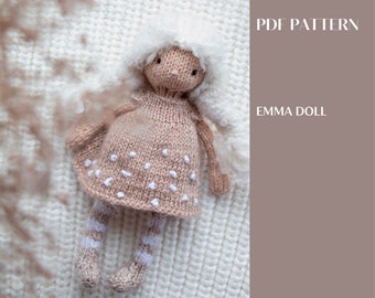 Emma doll knitting pattern. English and Russian PDF.