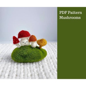 Malutkie grzybki do robienia na drutach. Wzór amigurumi. PDF po angielsku i rosyjsku.