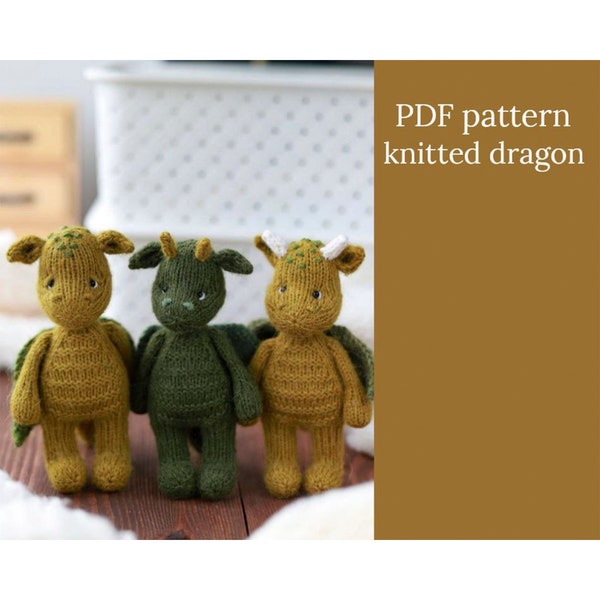 Draakpatroon breien. Amigurumi-dinosaurus.