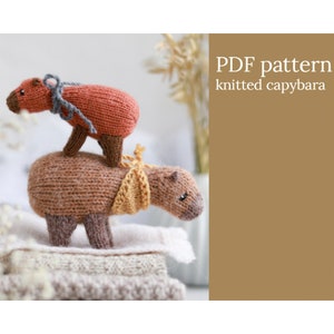 Stickmönster för kapybara. Amigurumi vattengris. Söt gnagare stickad