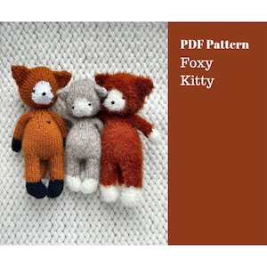 Foxy and Kitty 2 in 1 Knitting toys pattern. English and Russian PDF.