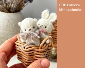 Mini animal knitting pattern. English and Russian PDF.