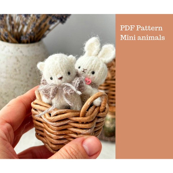 Mini animal knitting pattern. English and Russian PDF.