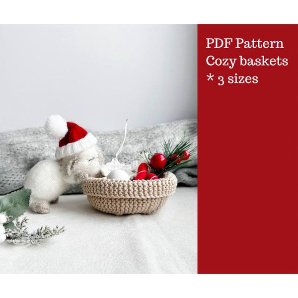 Cozy baskets knitting pattern. English and Russian PDF. Knitting pattern.