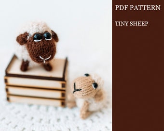 Tiny sheep knitting pattern. Amigurumi lamb step by step tutorial. DIY New Year decor.  English and Russian PDF.