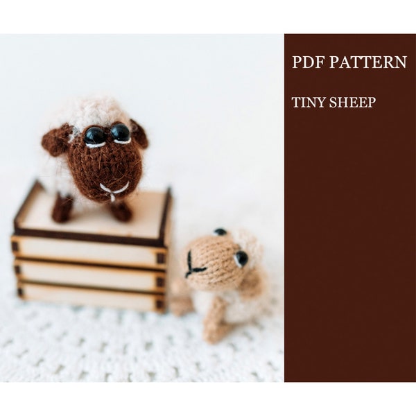 Tiny sheep knitting pattern. Amigurumi lamb step by step tutorial. DIY New Year decor.  English and Russian PDF.