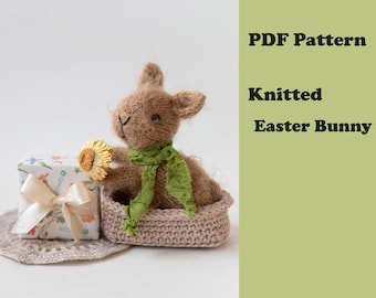 Realistic Easter Bunny knitting pattern. Tiny Fuzzy Rabbit Toy PDF Tutorial