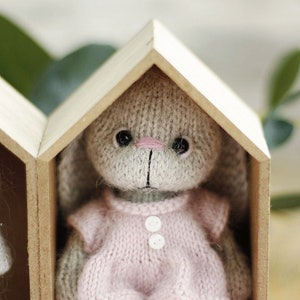 Bunny knitting pattern. Cute animal toy in a dress. DIY image 7