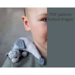 Knitting dragon pattern. Amigurumi dinosaur.