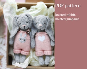 Knitted bunny pattern. Amigurumi tutorial. Knitting toys