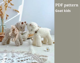 Goat kids knitting pattern. English and Russian PDF.
